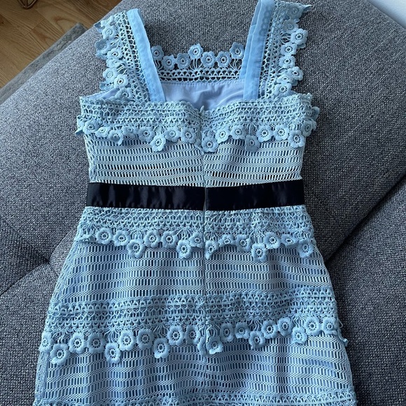 Baby light blue lace dress with floral details - Picture 10 of 10